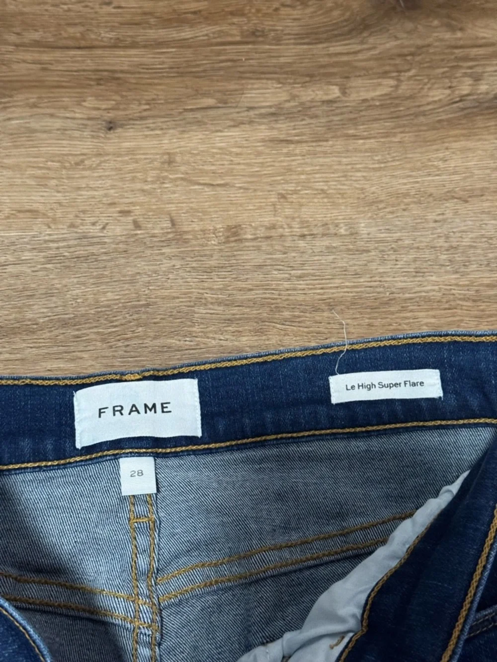 FRAME Denim Le Super Flare High Waist Jeans Blue Wash Festival Ultra Flare 70s - Picture 6 of 7